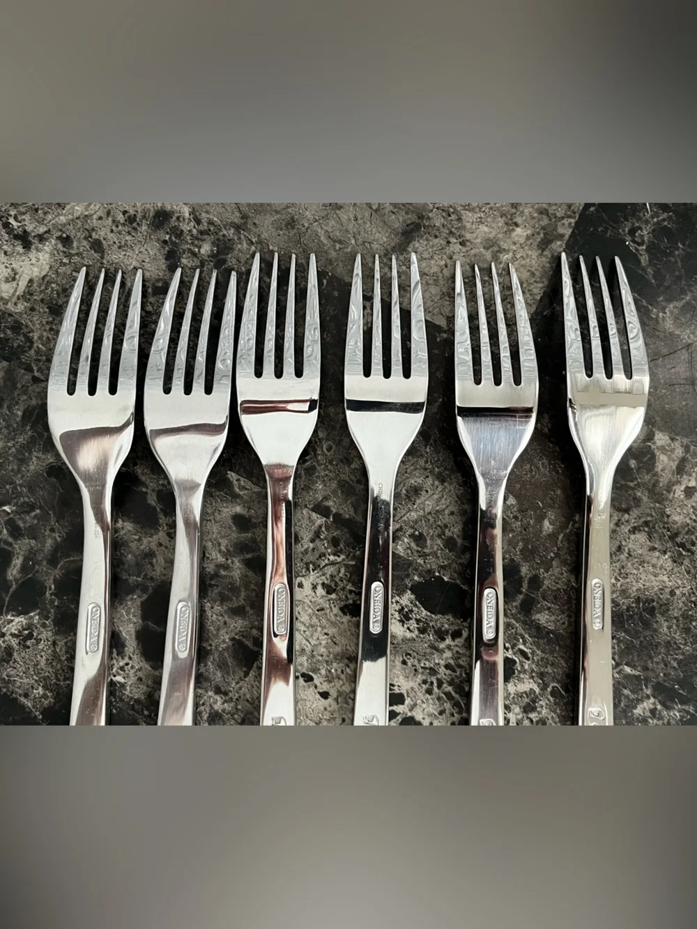Oneida Chefs Table Salad Fork Stainless Steel Quality Engraved Signature Set of6